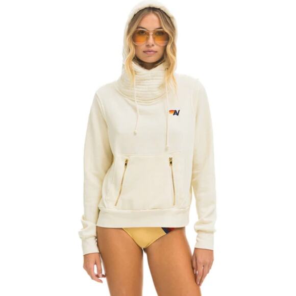 Aviator Nation NINJA PULLOVER HOODIE in VINTAGE WHITE - Picture 1 of 5
